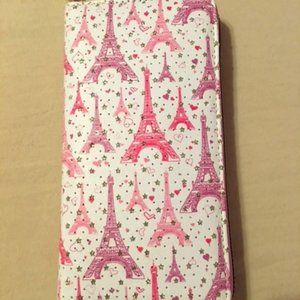 Blush Crush Eiffel Tower Print Wallet. Pink with Tiny Rhinestones. NWT